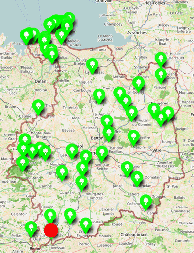 Carte des Espaces naturels sensibles d'Ille-et-Vilaine